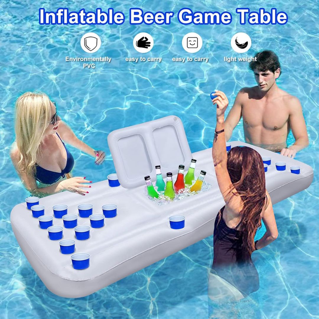Inflatable Beer Pong Pool Floats  White - 6 FT - 1PC