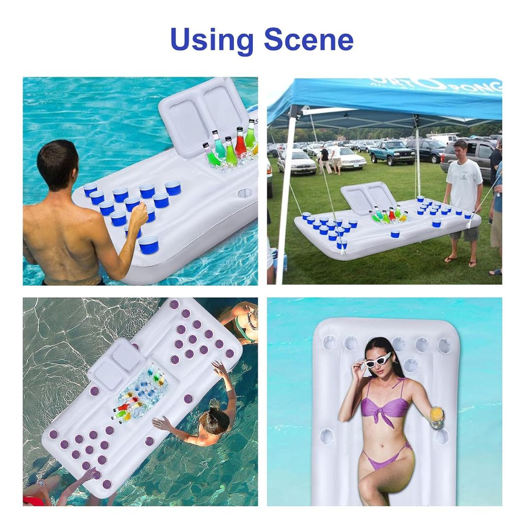 Inflatable Beer Pong Pool Floats  White - 6 FT - 1PC