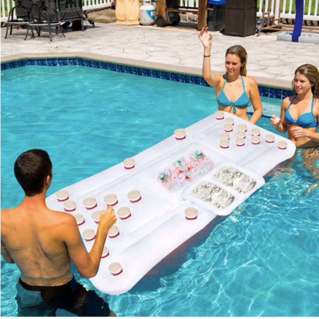 Inflatable Beer Pong Pool Floats  White - 6 FT - 1PC