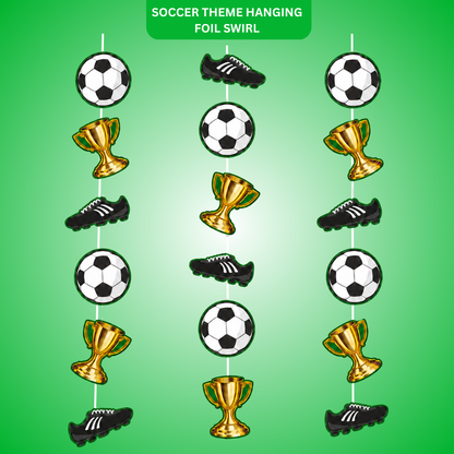 Soccer Theme Hanging Foil Swirl Decoration - 3PC