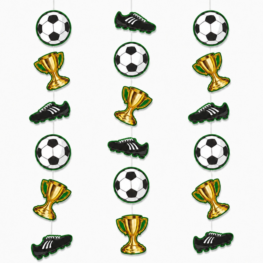 Soccer Theme Hanging Foil Swirl Decoration - 3PC