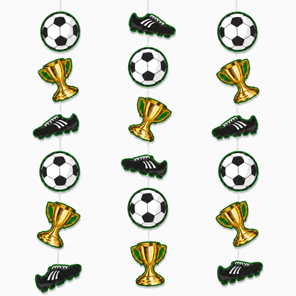 Soccer Theme Hanging Foil Swirl Decoration - 3PC