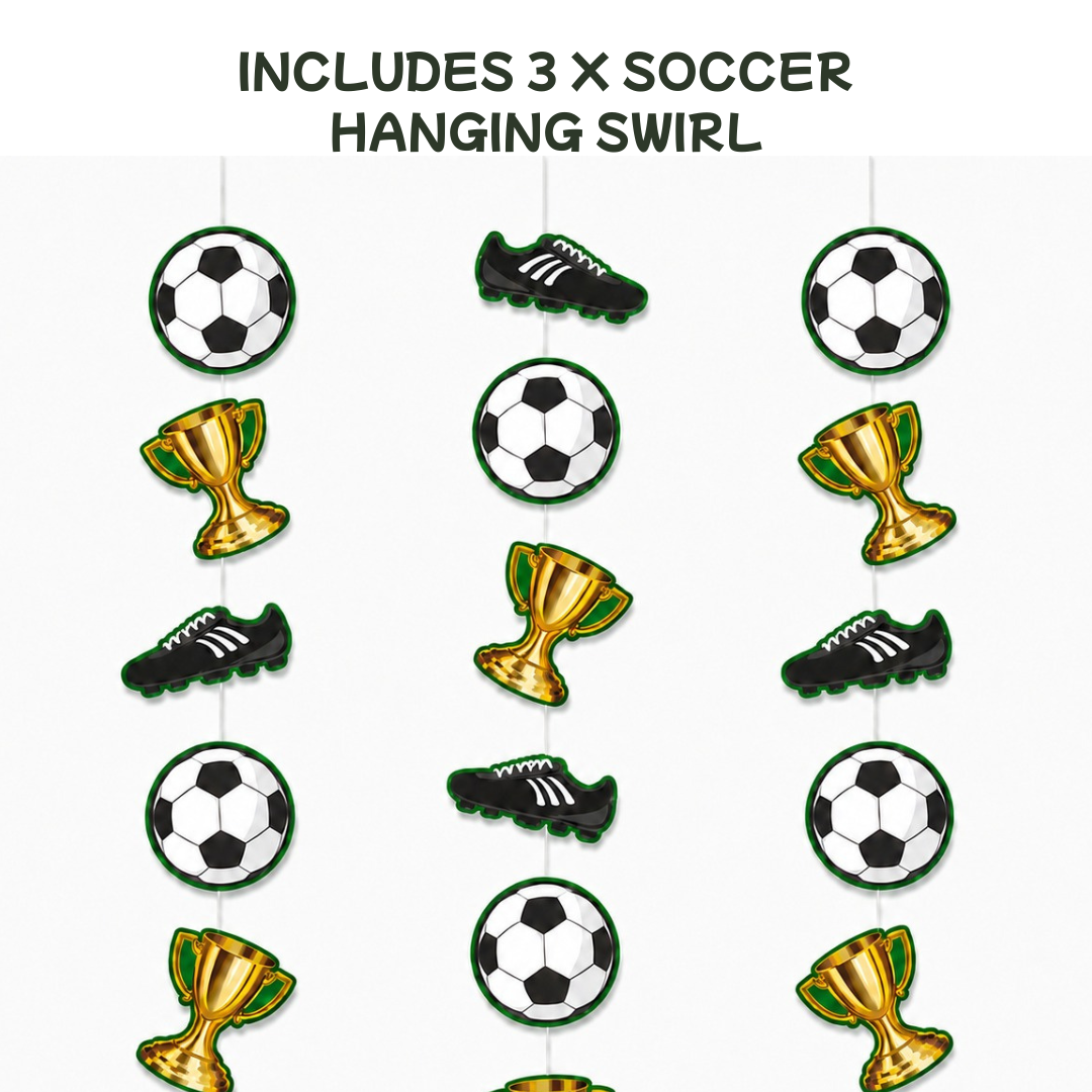 Soccer Theme Hanging Foil Swirl Decoration - 3PC