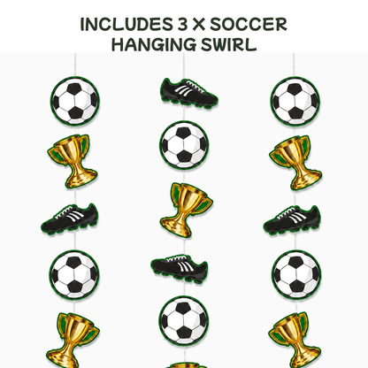 Soccer Theme Hanging Foil Swirl Decoration - 3PC