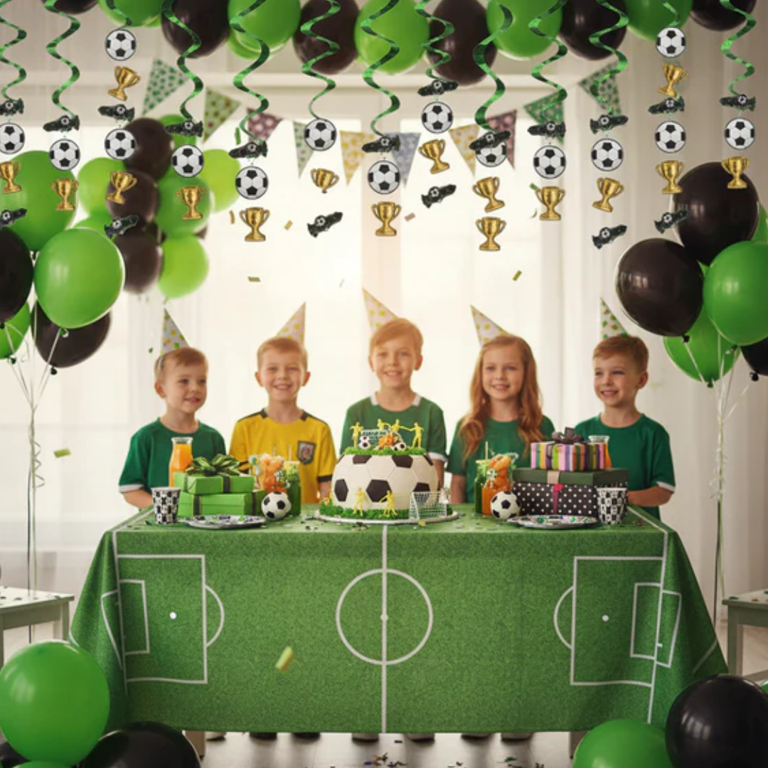 Soccer Theme Hanging Foil Swirl Decoration - 3PC