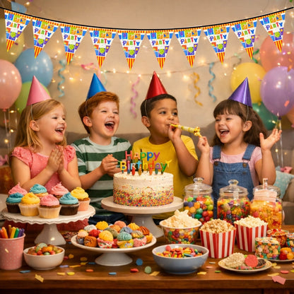 Party Bunting Banner - Over 9 Ft Long Decoration for All Occasions - 1 Pc