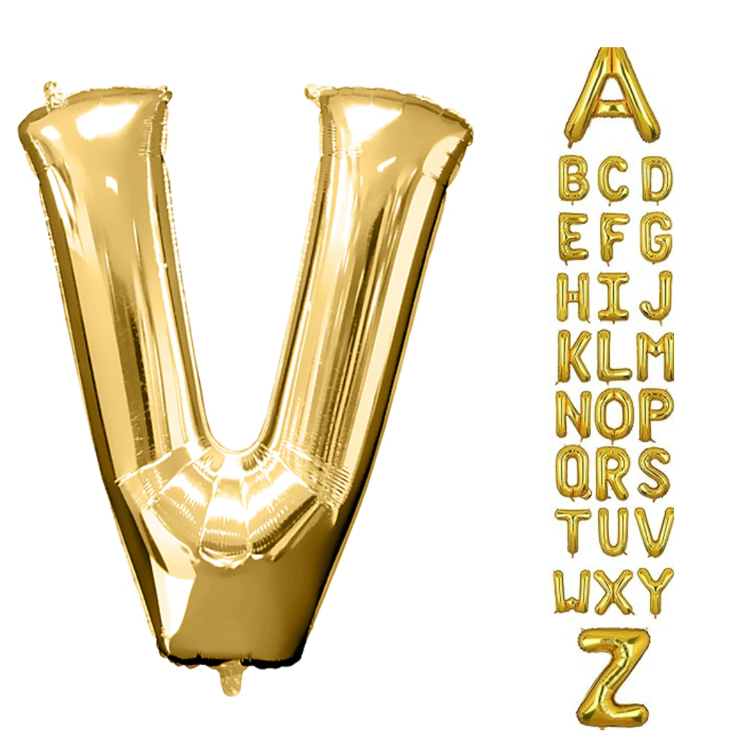Alphabet V Golden Foil Balloon 40 Inch – Helium & Air Supported Letter Balloon for Birthday, Anniversary & Party Decoration | 1 Pc