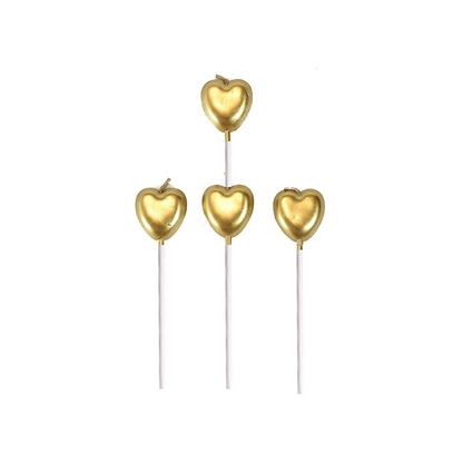 Golden Heart Stick Candle - 4PC