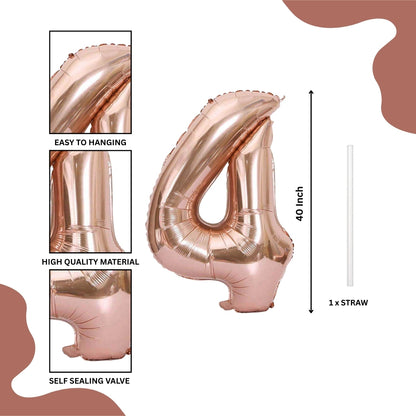 40 Numerical 4 Rose Gold Balloon