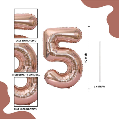 40 Numerical 5 Rose Gold Balloon