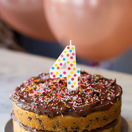 Number 4 Multicolor Polka Dot Candle - 1PC