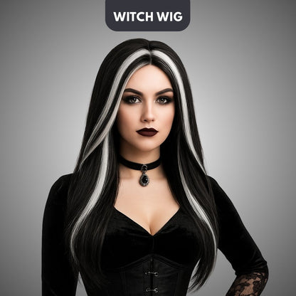 Witch Wig Black White