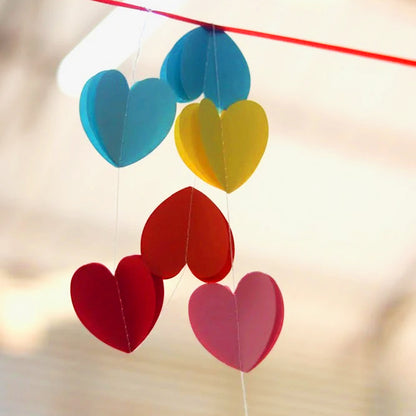 3D Multicolor Heart Shaped String Decoration - 7FT - 1PC