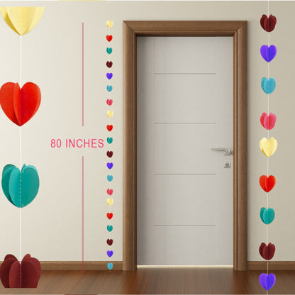 3D Multicolor Heart Shaped String Decoration - 7FT - 1PC