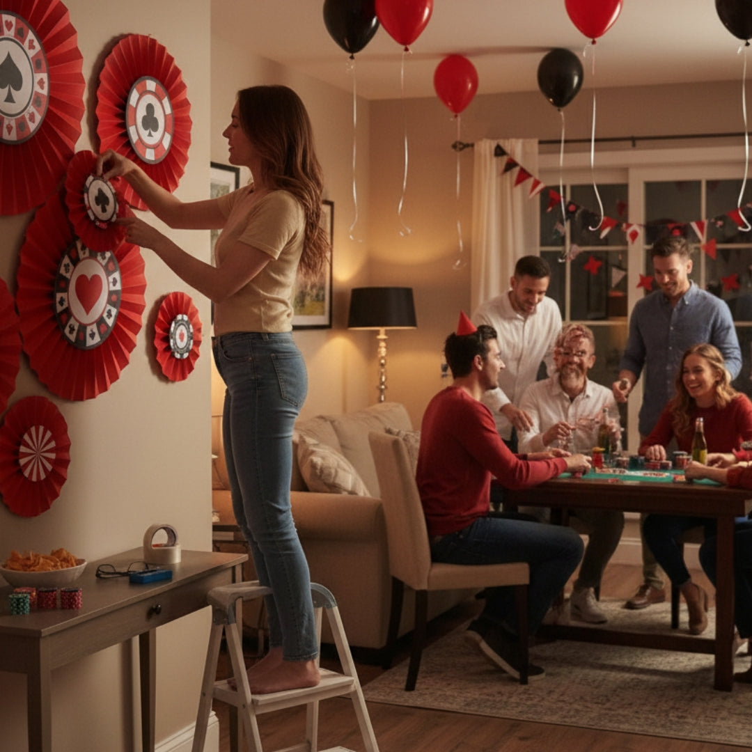 Card Party Paper Fan Decoration Set