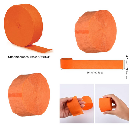 Crepe Streamers Orange - 4PC