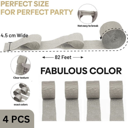 Crepe Streamers Silver - 4PC
