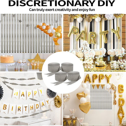 Crepe Streamers Silver - 4PC