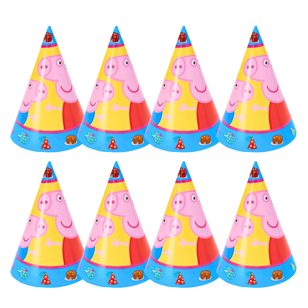 Peppa Pig Theme Party Hats - 8PC