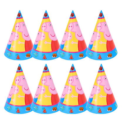 Peppa Pig Theme Party Hats - 8PC