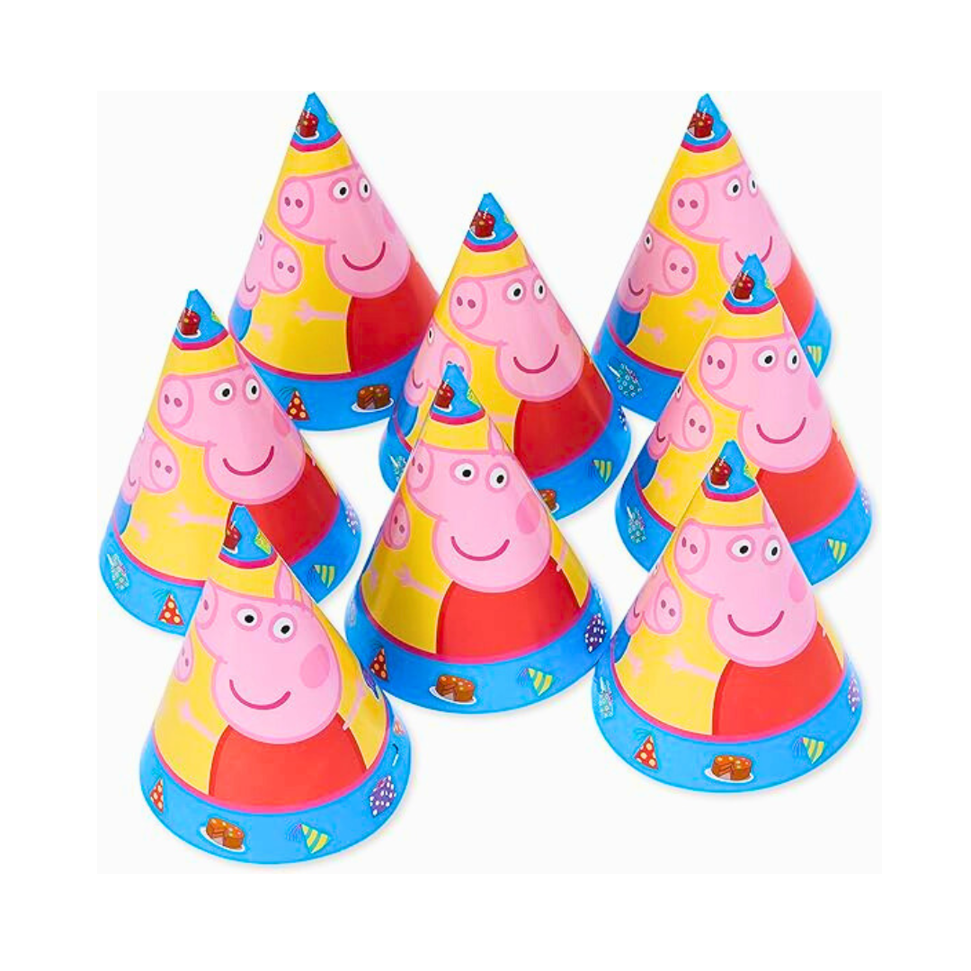 Peppa Pig Theme Party Hats - 8PC