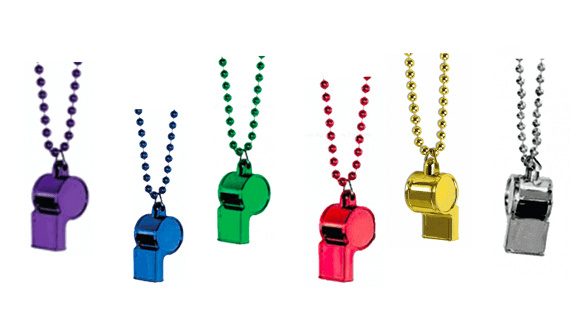 Neon Necklace Whistles - 6PC