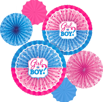 Baby Shower Paper Fans - 6PC