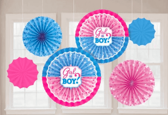 Baby Shower Paper Fans - 6PC