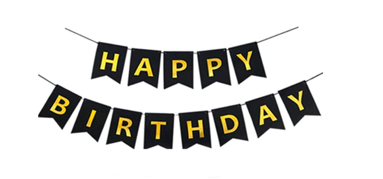 Happy Birthday Banner Black - 9FT Long