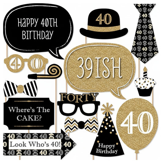 40th Birthday Photo Props - 20PC