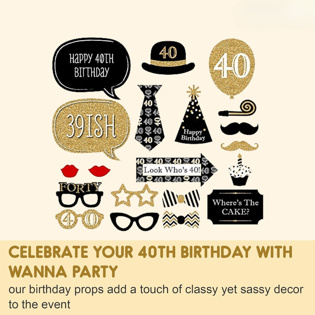 40th Birthday Photo Props - 20PC