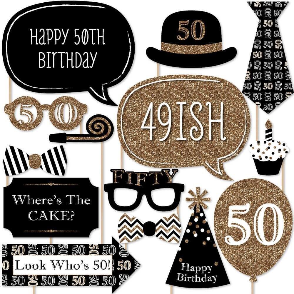 50th Birthday Photo Props - 20PC