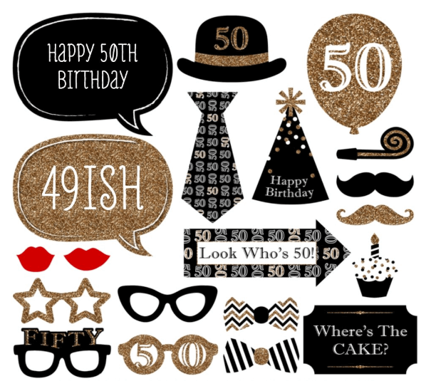 50th Birthday Photo Props - 20PC