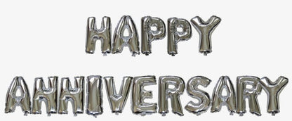 Happy Anniversary Balloon Banner Silver