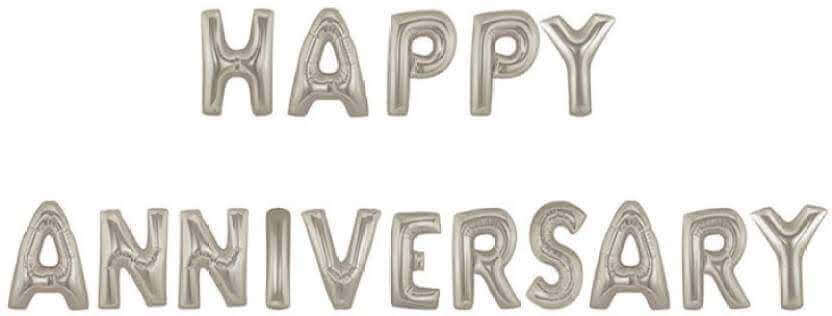 Happy Anniversary Balloon Banner Silver