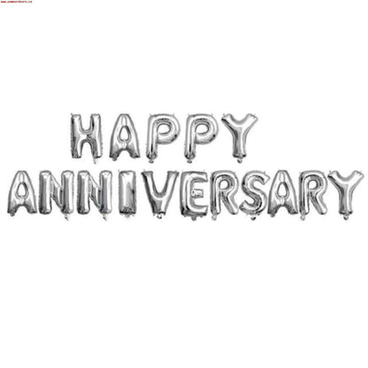 Happy Anniversary Balloon Banner Silver