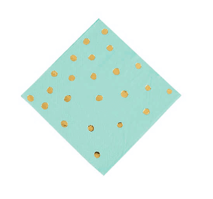 Mint Green Paper Napkins w/Golden Polka Dots - 20PC