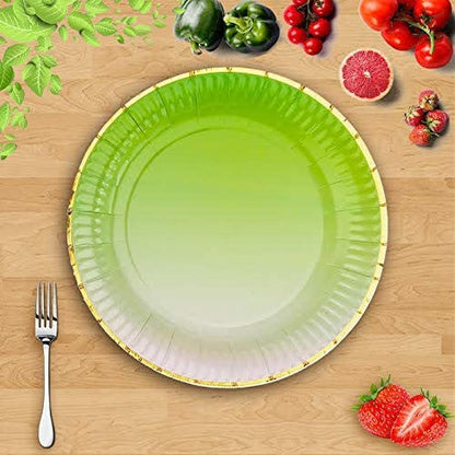 Sea Green Paper Plates with Golden Rim