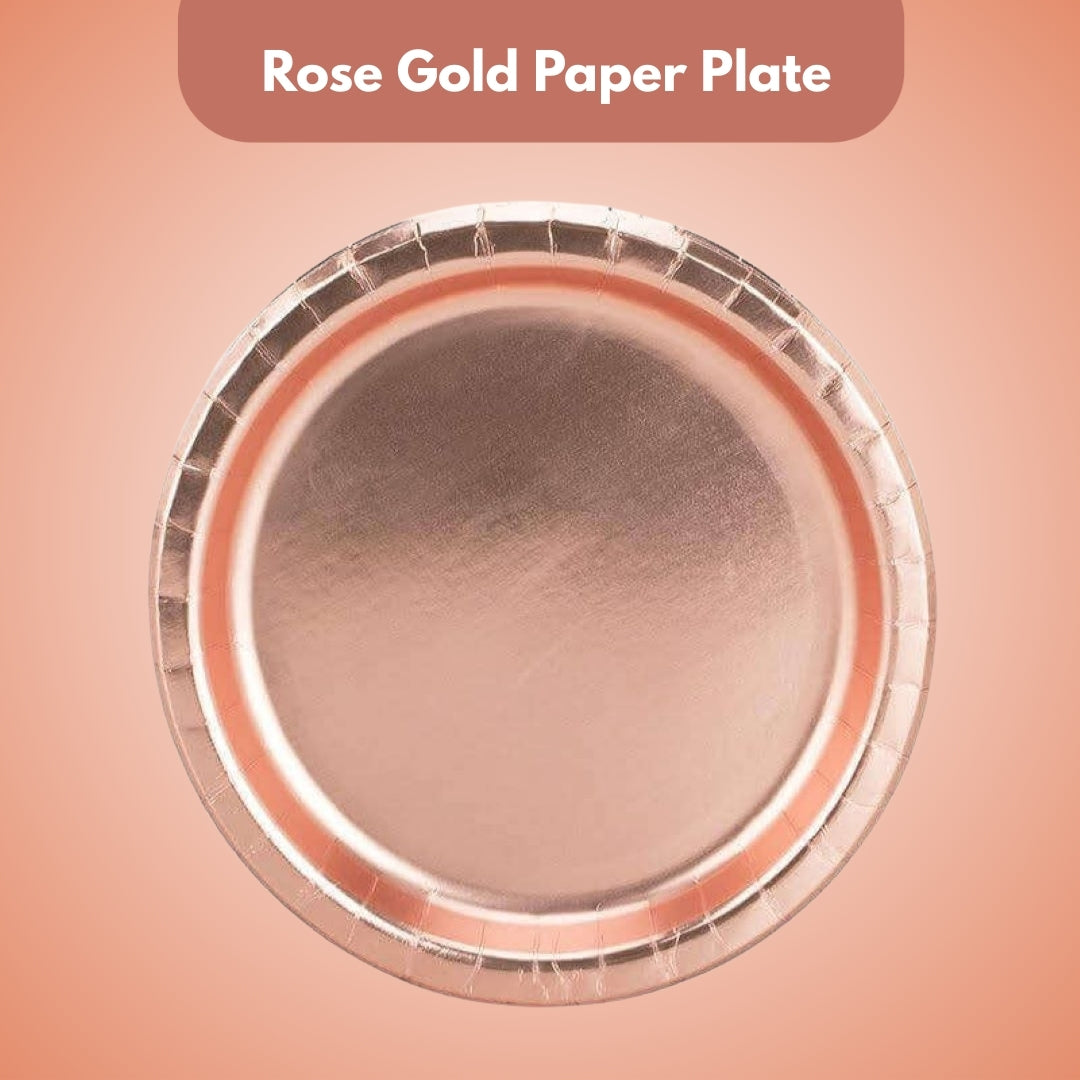 Rose Gold Metallic Round Plates – 9 inches – 10PC