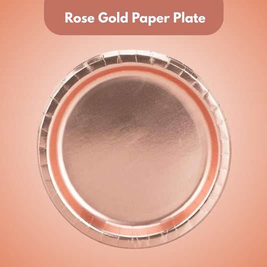 Rose Gold Metallic Round Plates – 9 inches – 10PC