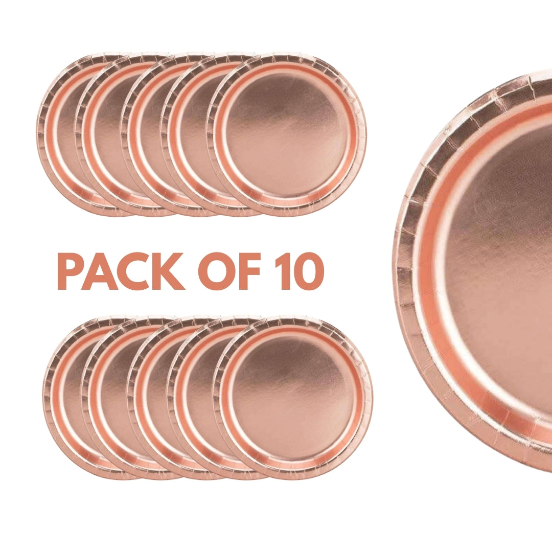 Rose Gold Metallic Round Plates – 9 inches – 10PC