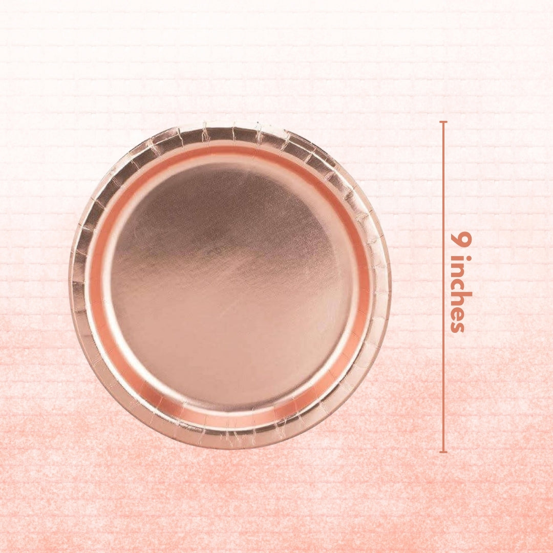 Rose Gold Metallic Round Plates – 9 inches – 10PC