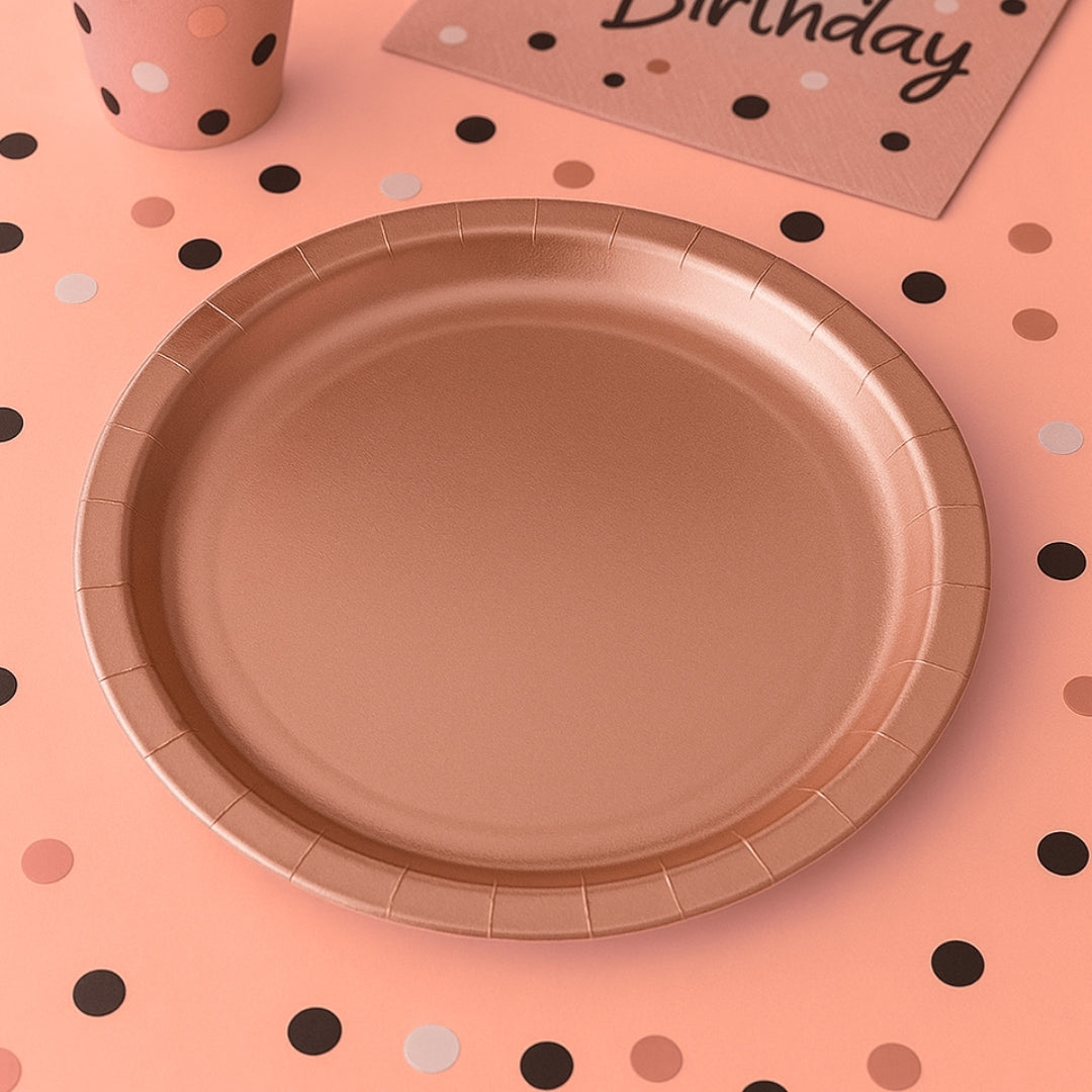 Rose Gold Metallic Round Plates – 9 inches – 10PC