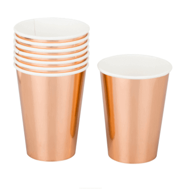 Rose Gold Metallic Paper Cups - 10PC -250ML