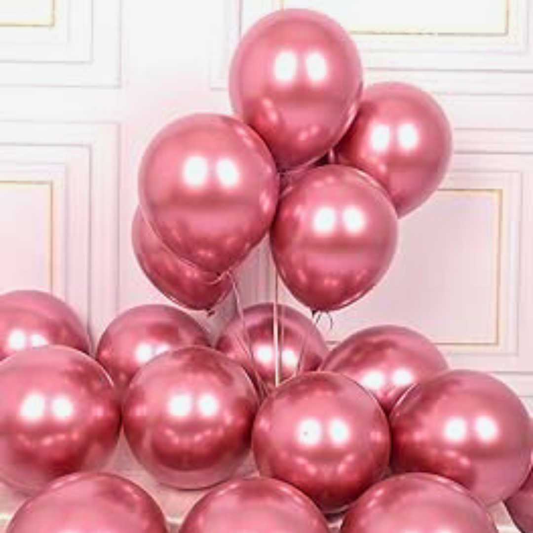 9" Chrome HOT Pink Balloons - 50PC