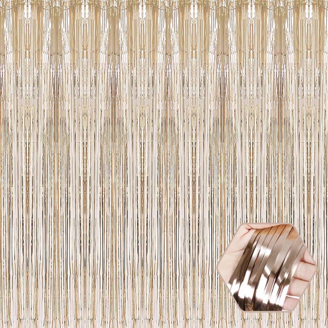 Champagne Gold Matte Gold Foil Curtain - 7FT x 3 FT - 1PC