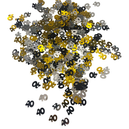 40th Birthday Golden, Black & Silver Confetti
