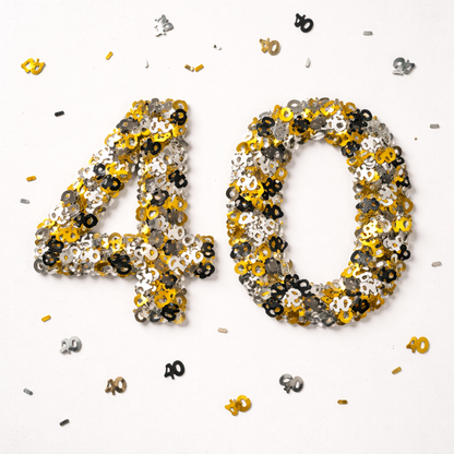 40th Birthday Golden, Black & Silver Confetti