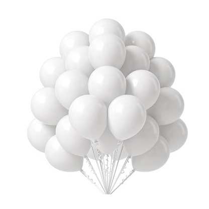 Metallic White Latex Balloons 12" Helium White Balloons for Birthday Decoration items