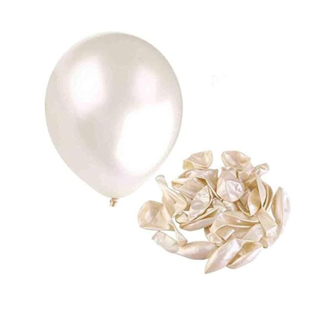 Metallic White Latex Balloons 12" Helium White Balloons for Birthday Decoration items